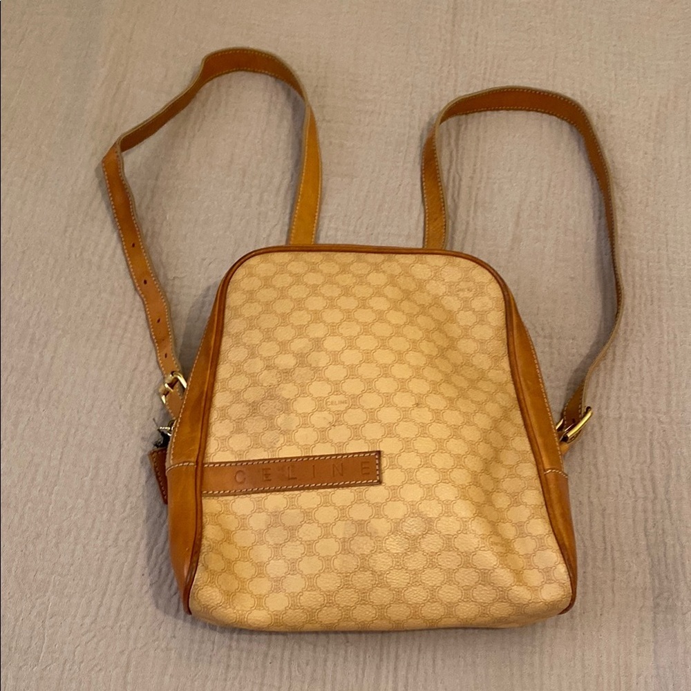 Celine Vintage Tan Backpack Elegant and Functional